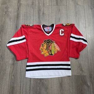Vintage Chicago Blackhawks Chris Chelios CCM Jersey Youth Size Small